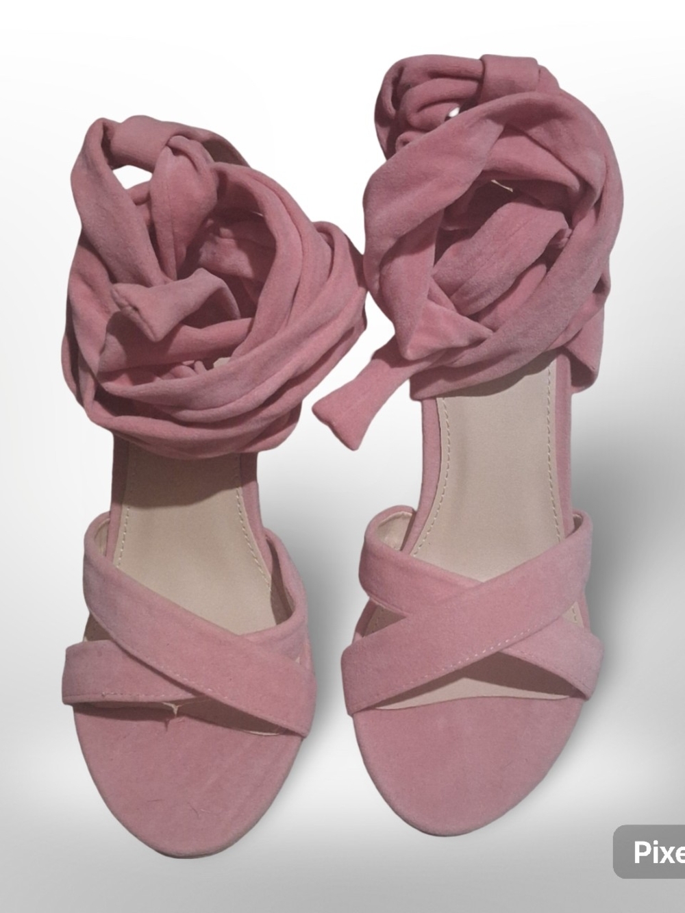Blush Pink Wrap-Around Platform Heels